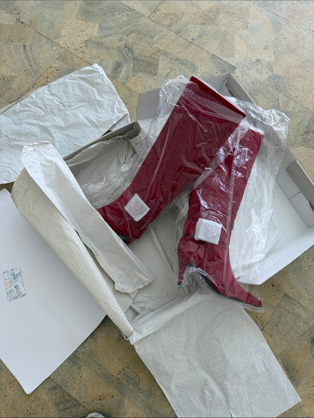 Marc Fisher Gresha Crystal Embellished Red Suede Knee High Heel Boots.